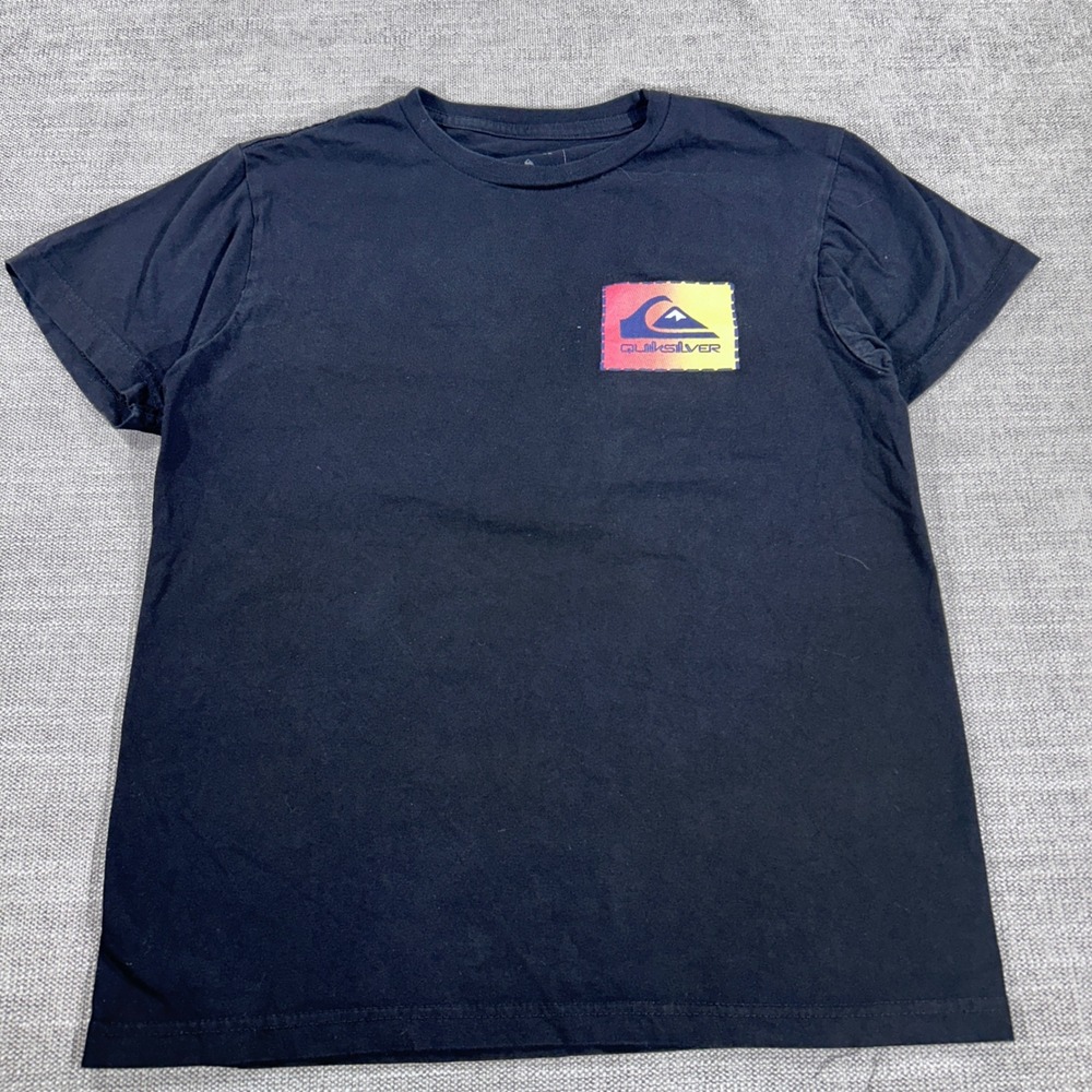 Quiksilver Graphic T-Shirt Mens Small Black Excellent Regular Fit Logo Tee